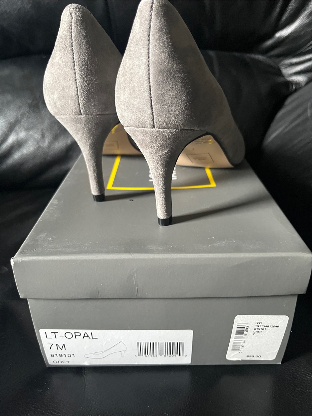 Lord & Taylor Gray Suede Classic Pointed-Toe Pumps - Picture 5 of 5